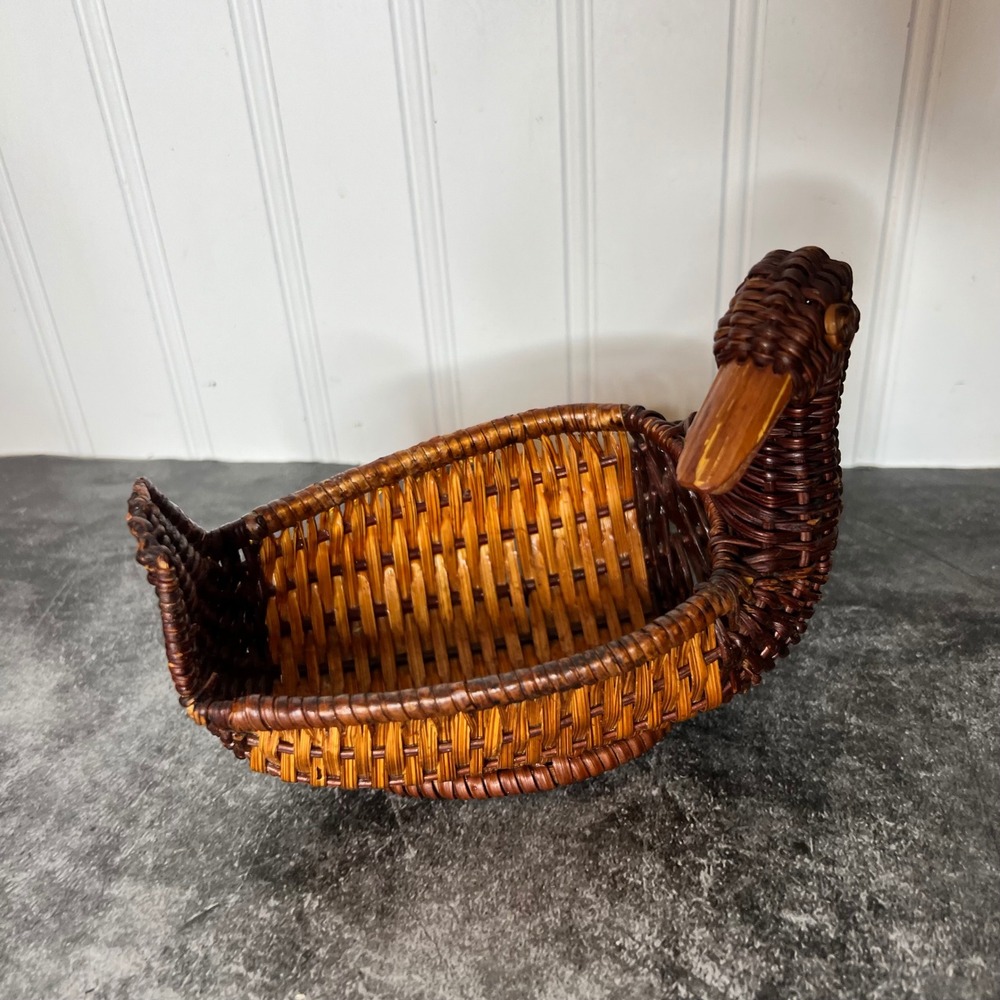 Vintage Wicker Rattan Duck Basket | Cottage
